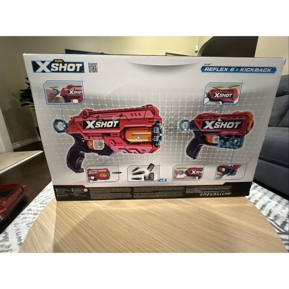 Zuru X-Shot 4 Gun Bundle - 2x Reflex 6 & 2x Kickback with 48 Foam Darts NEW - Picture 6 of 10